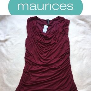 NWT Maurices size 0x cowl neck maroon top